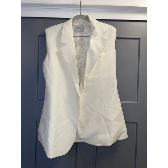 NWT Mayson The Label Chic Sleeveless Wrap Long Vest Blazer Ivory Size 4 - Picture 2 of 6